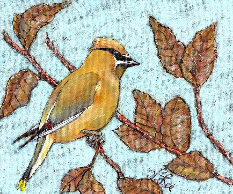 Cedar Waxwing Late Fall Painting by VLee Watson