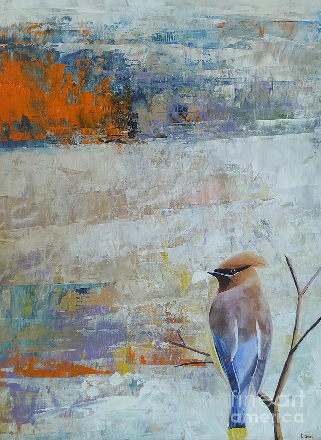 Cedar Waxwing, Watching Painting by Lisa Dionne
