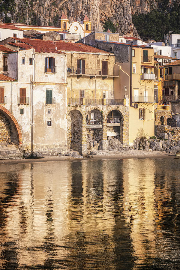 Cefalu Sicily Waterfront Vertical Photograph
