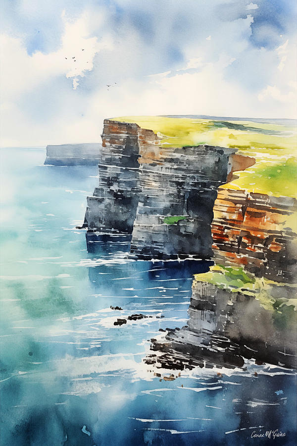 Ceide Cliffs II Painting by Conor McGuire