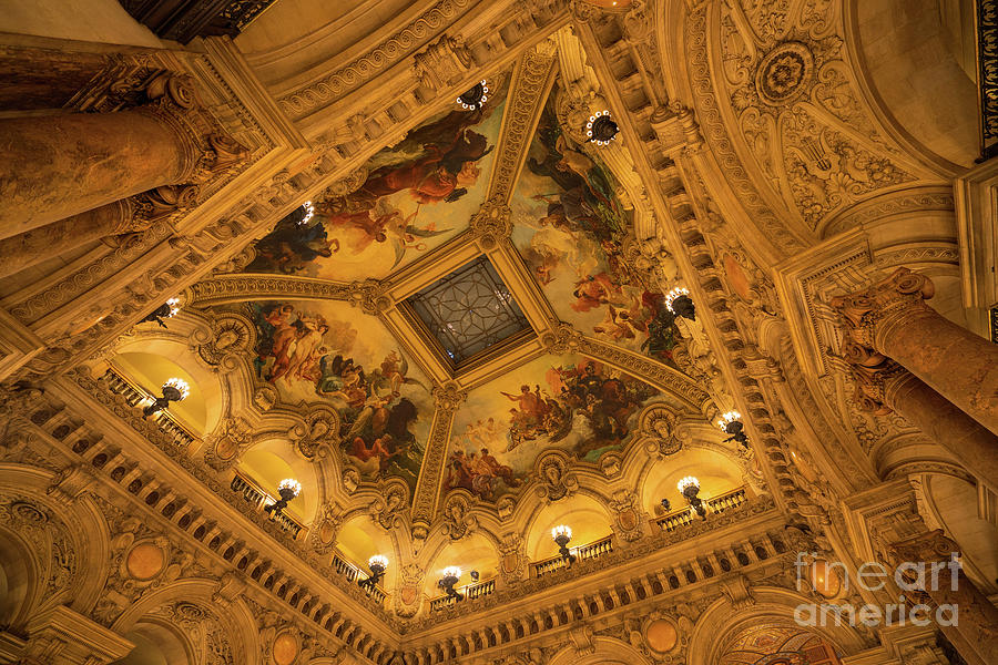 Paris Photograph - Ceiling Above the Grand Staircase Palais Garnier Opera House Paris by Mike Reid