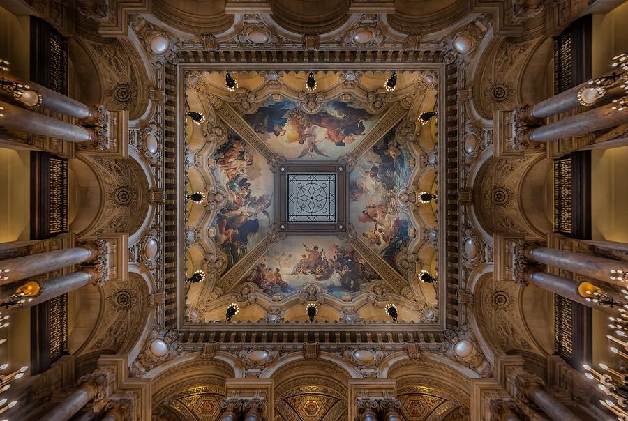 Ceiling in the Grand Staircase at the Opera Photograph by Dave Koch