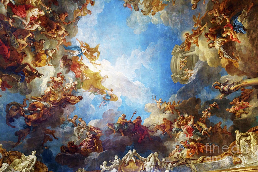 Architecture Photograph - Ceiling painting in Hercules room of the Chateau de Versailles by Ulysse Pixel