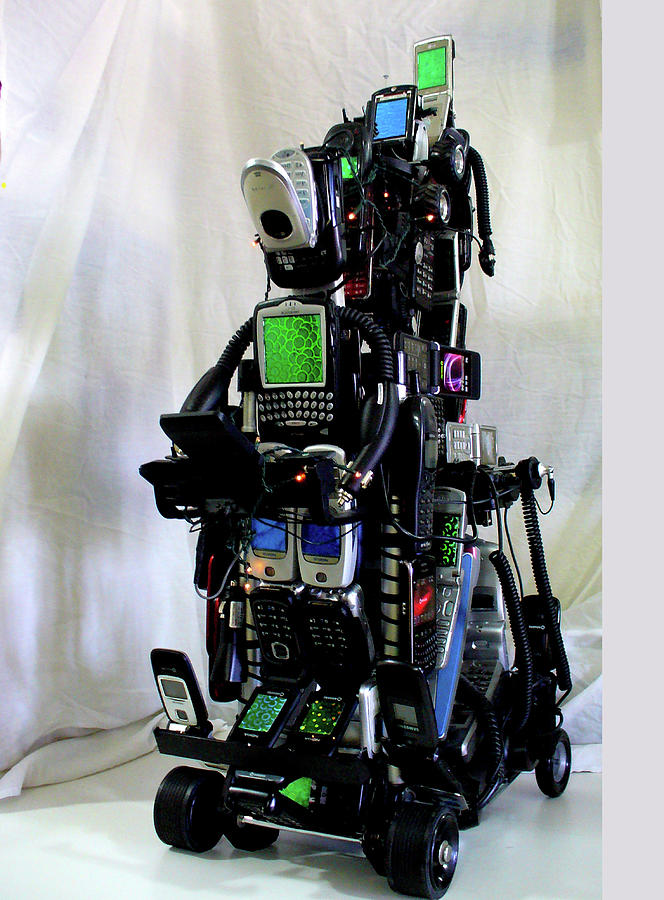 Cel phone Robot sculpture Sculpture by Pj LockhArt