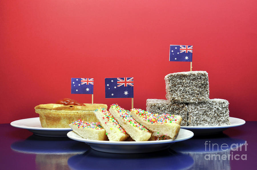 Celebrate with tradional Aussie tucker food such as lamingtons,  Photograph by Milleflore Images