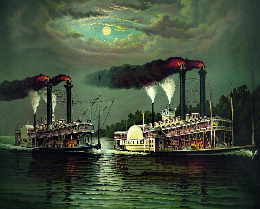 Celebrated Race of the Steamers Robt E. Lee and Natchez, Steamboats ...