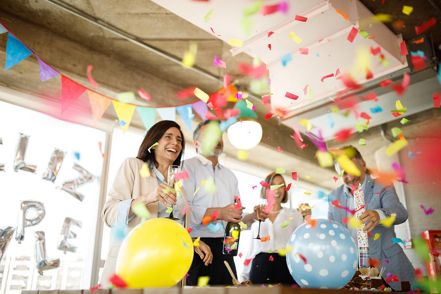 Celebrating birthday with confetti Photograph by Capuski