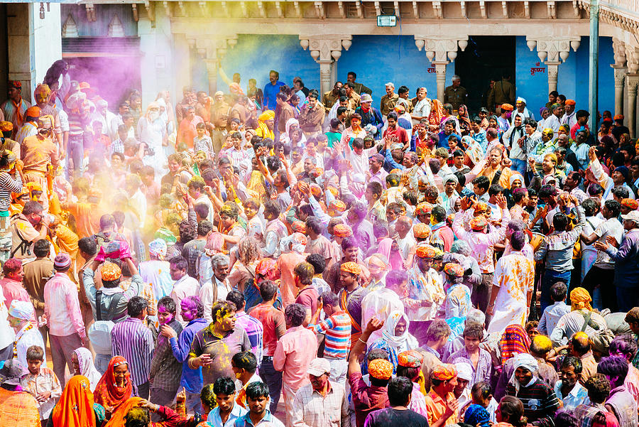 Celebrating Crowd Holi Festival India Photograph by Mlenny