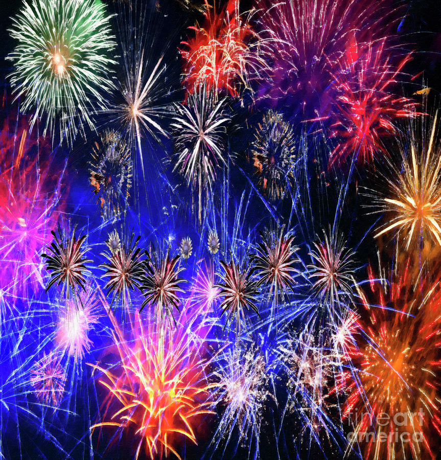 Celebration Fireworks Digital Art by Jeanne Kelly - Fine Art America