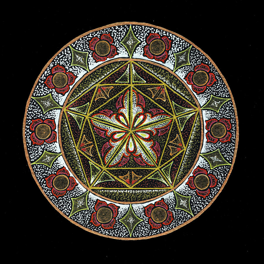 Geometric Mandala Painting - Celebration - fine art prints by Keiko Katsuta