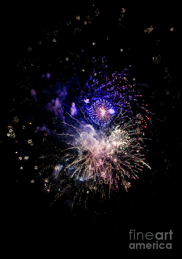 Celebration With Bright Colorful Fireworks Over Black Sky Photograph by Andreas Berthold
