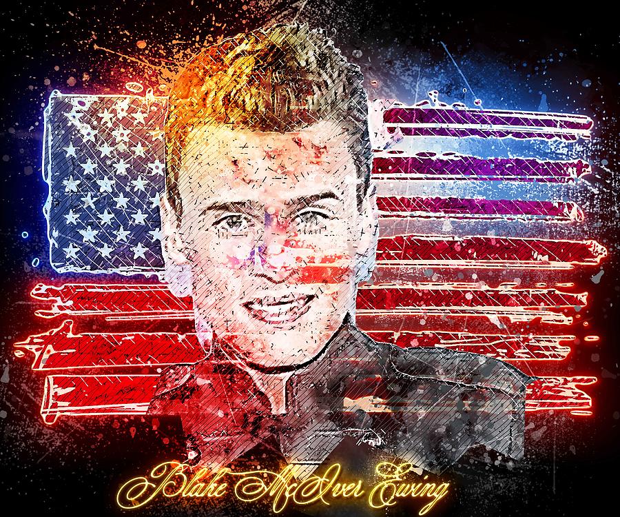 Celebrity Blake McIver Ewing Paint Oil Neon art Mixed Media by Luettgen