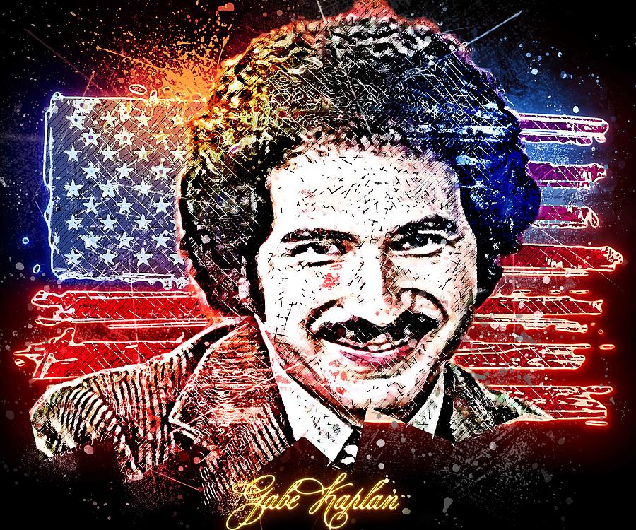 Celebrity Gabe Kaplan Paint Oil Neon art Mixed Media by Luettgen Vidal