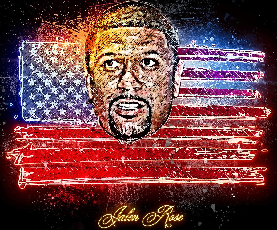 Celebrity Jalen Rose Paint Oil Neon Art Mixed Media By Luettgen Vidal