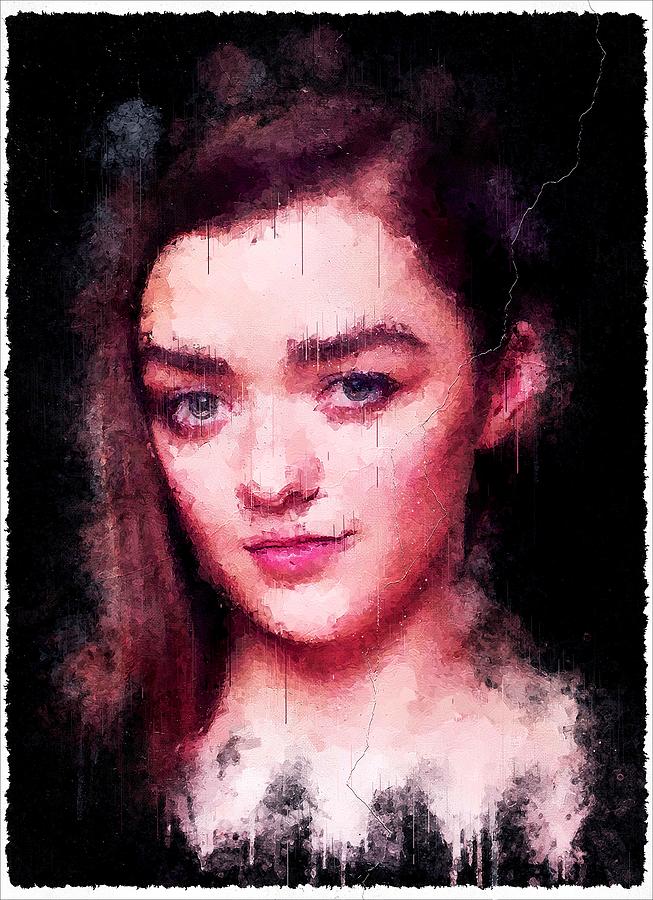 Celebrity Maisie Williams Art Mixed Media By Luettgen Vidal Fine Art