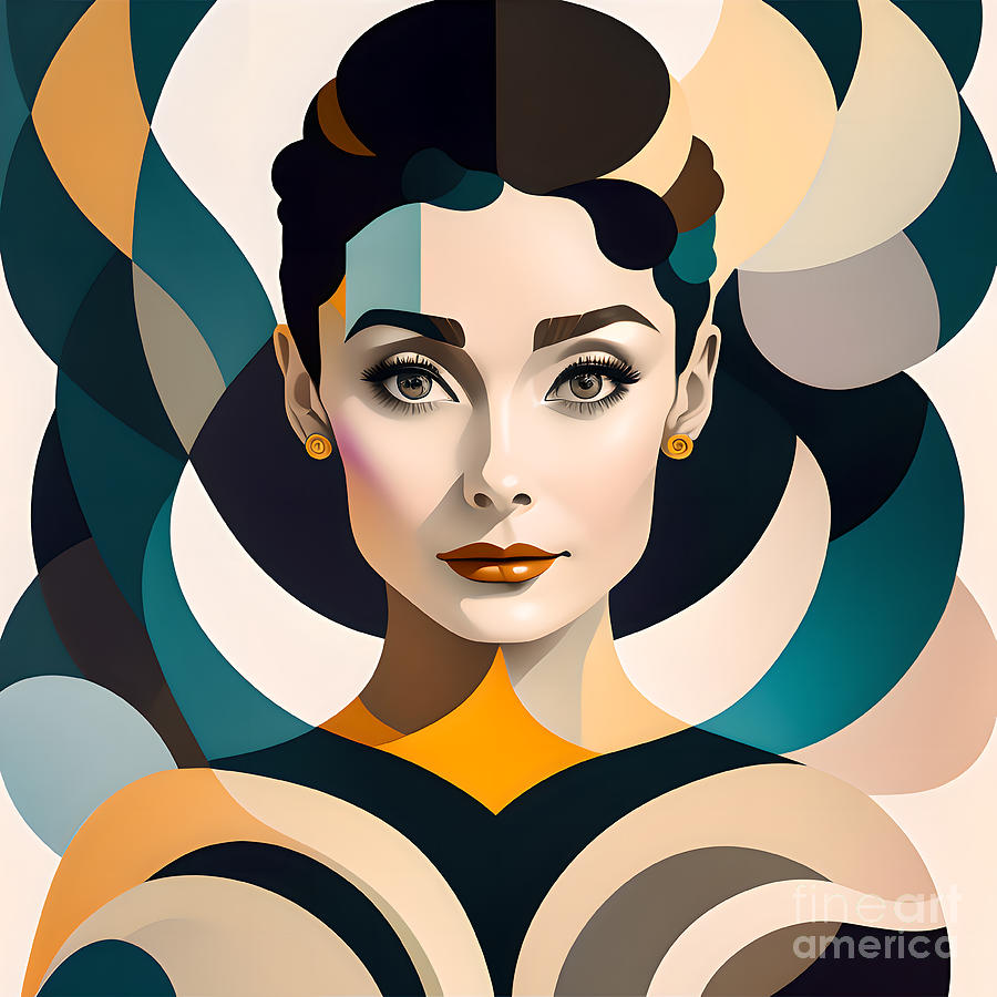 Celebrity Portrait - Audrey Hepburn Digital Art by Philip Preston