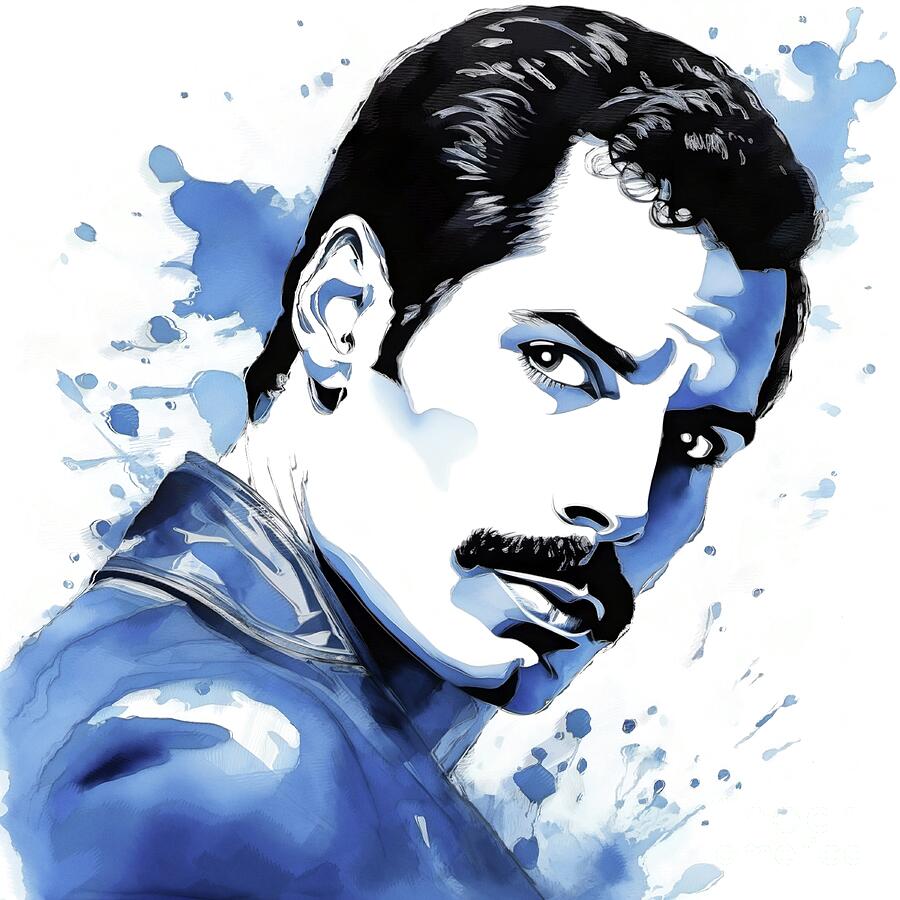 Celebrity Portrait - Freddie Mercury - 02381 Digital Art by Philip Preston