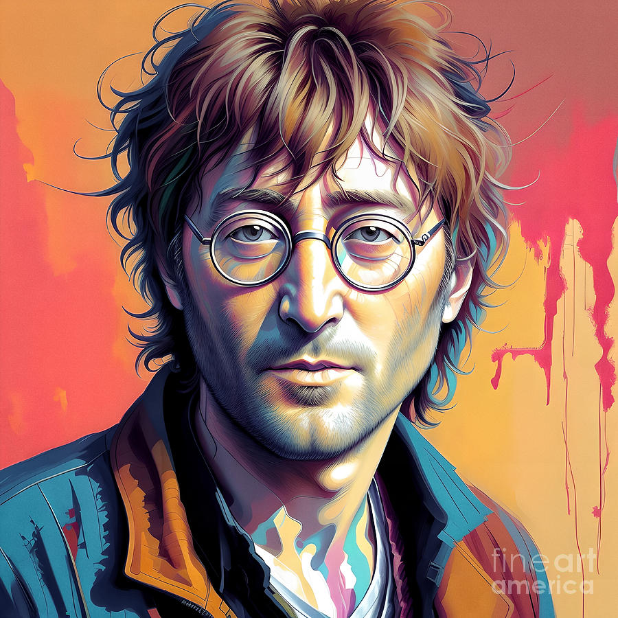 Celebrity Portrait - John Lennon 2 Digital Art by Philip Preston