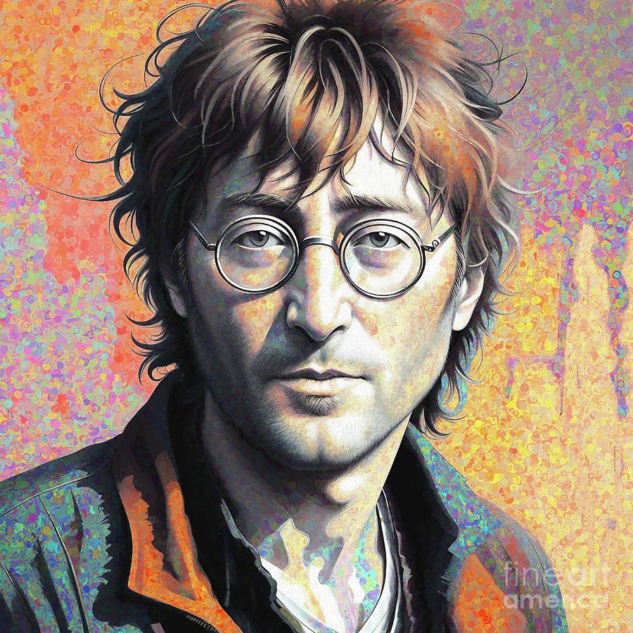 Celebrity Portrait - John Lennon 2a Digital Art by Philip Preston