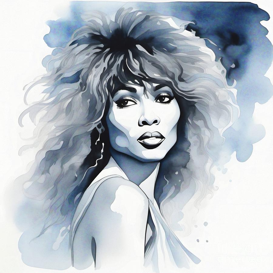 Celebrity Portrait - Tina Turner - 02391 Digital Art by Philip Preston