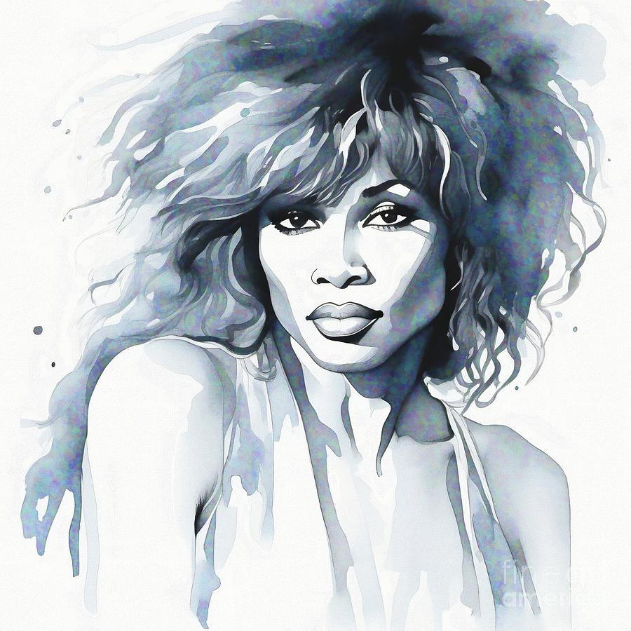 Celebrity Portrait - Tina Turner - 02393 Digital Art by Philip Preston