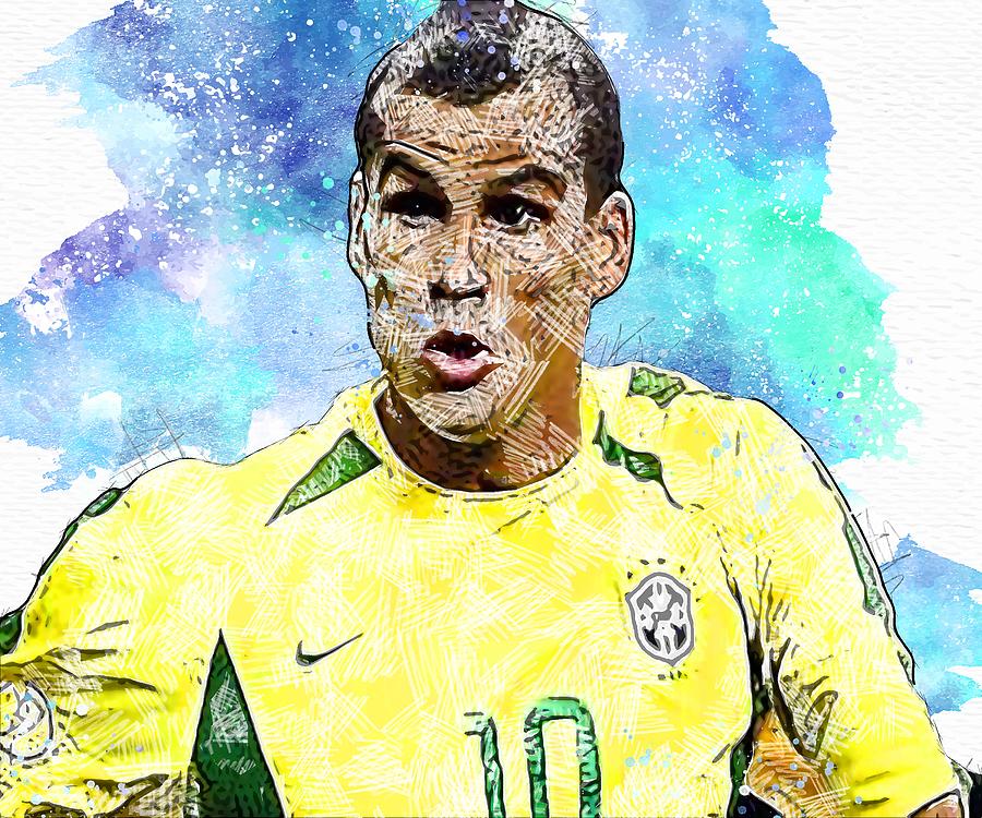 Celebrity Rivaldo Football Art Mixed Media by Miller Ebony - Fine Art ...