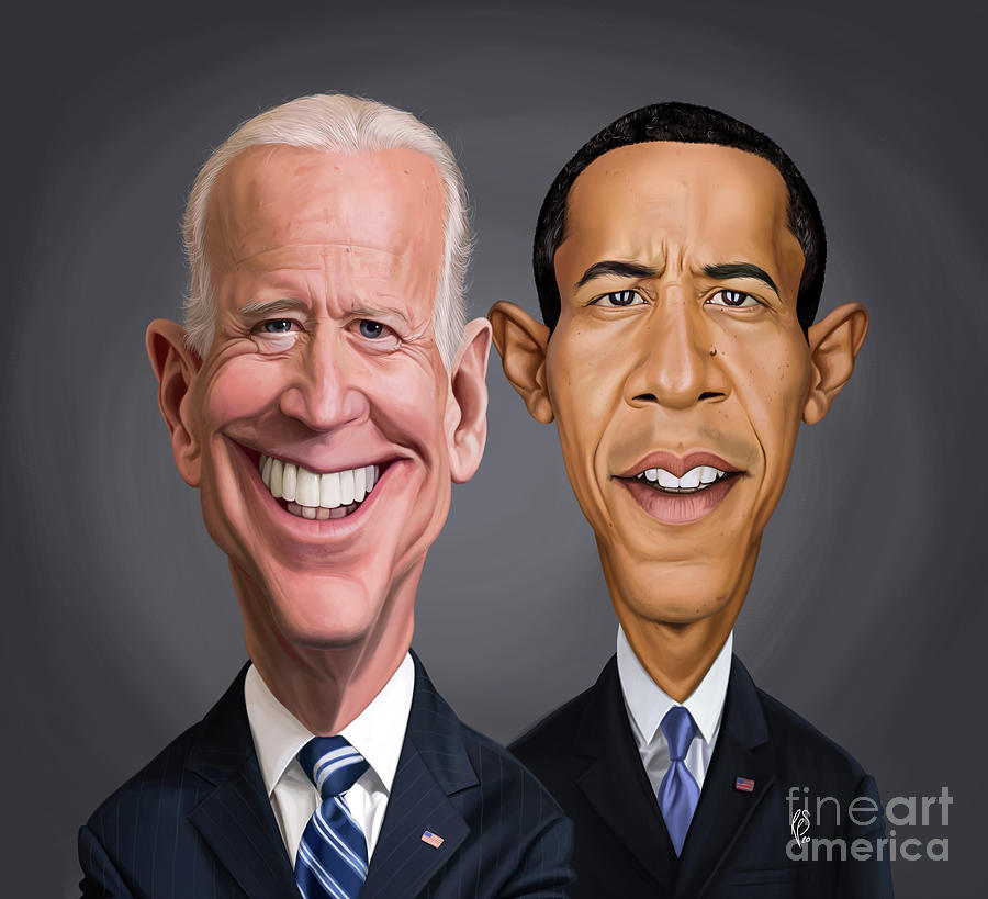 Joe Biden Digital Art - Celebrity Sunday - Joe Biden and Barack Obama by Rob Snow