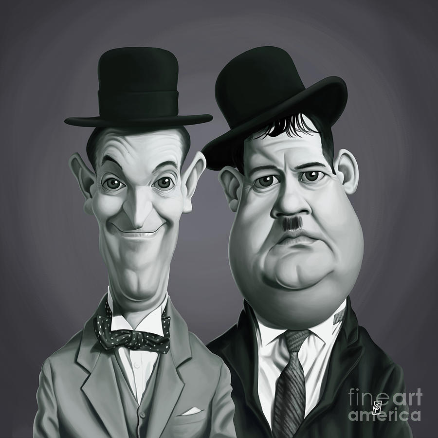Hat Digital Art - Celebrity Sunday - Laurel and Hardy by Rob Snow