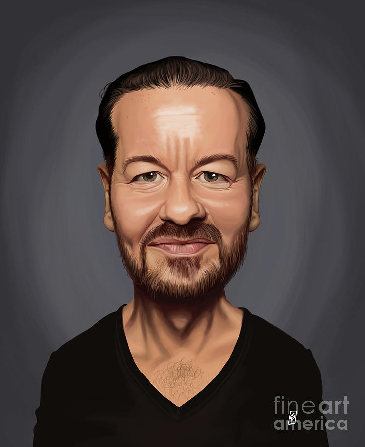 Celebrity Sunday - Ricky Gervais Digital Art by Rob Snow
