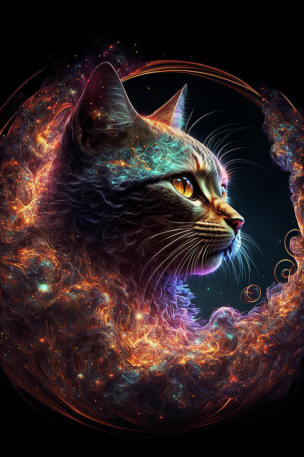 Celeste the Cosmic Cat Digital Art by Peggy Collins