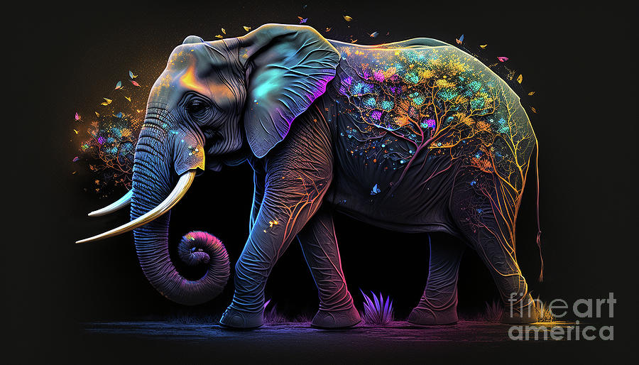Fantasy Digital Art - Celestial Animals - Elephant by Peter Awax