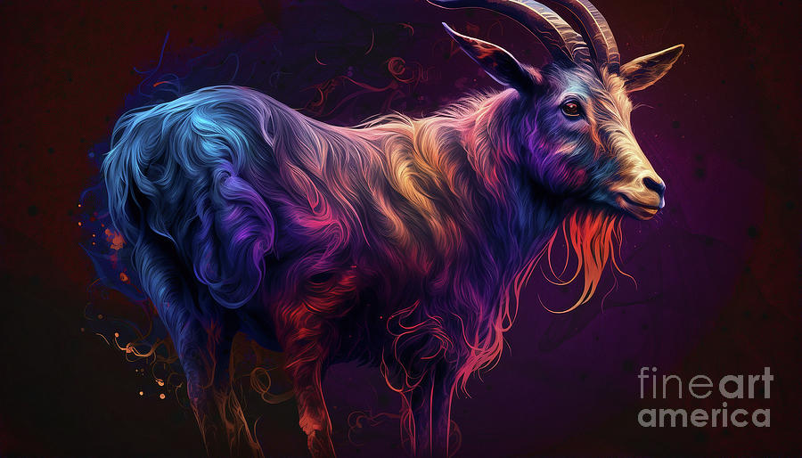 Fantasy Digital Art - Celestial Animals - Goat by Peter Awax