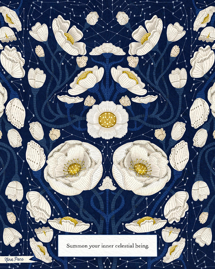 Flower Digital Art - Celestial Blue Oracle by Nina Pace