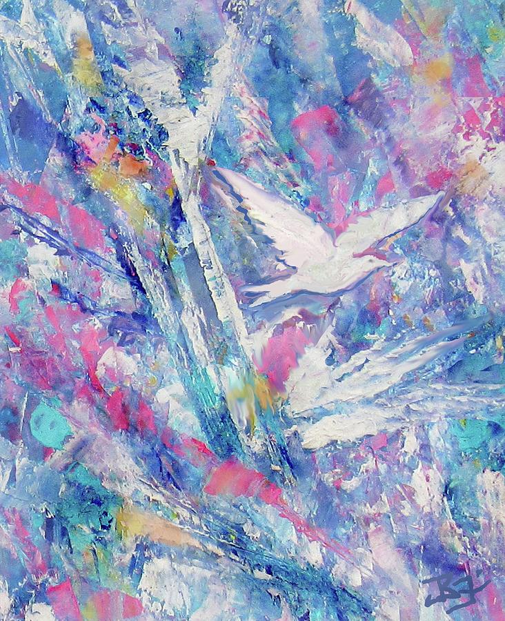 Celestial Dove Painting by Jean Batzell Fitzgerald