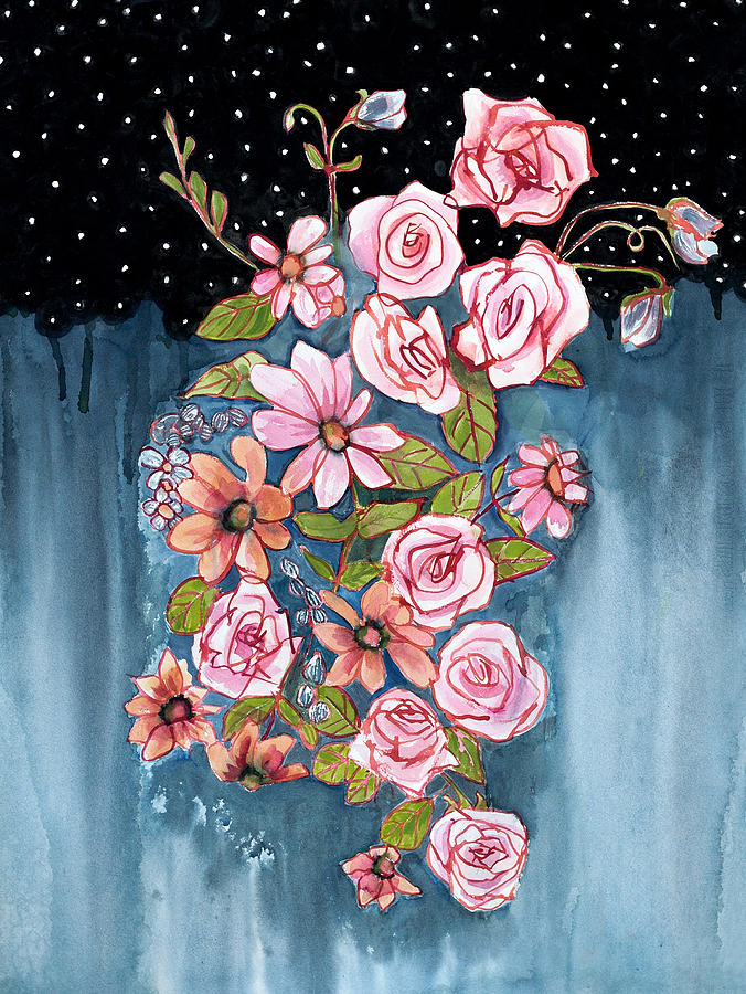 Celestial Floral Bouquet Painting by Blenda Studio