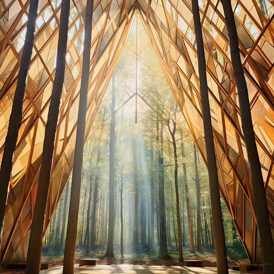 Celestial Glow -  Architecture and Nature Painting by Lourry Legarde