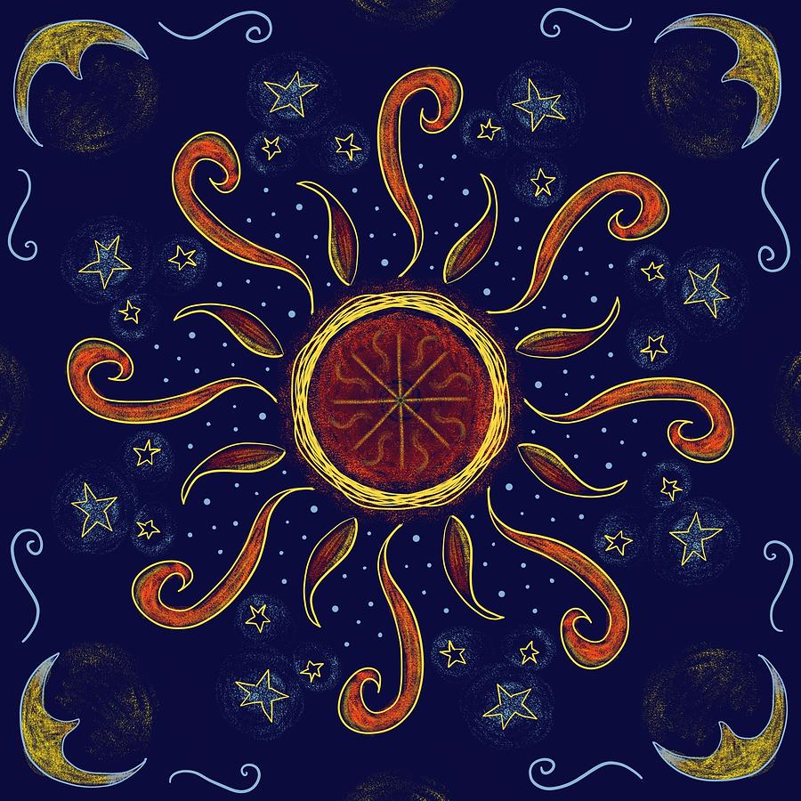 Celestial Mandala Digital Art By Vivian Liebenson