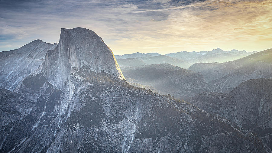 Celestial Spotlight Mornings Glow on Half Dome Photograph by Gary Geddes