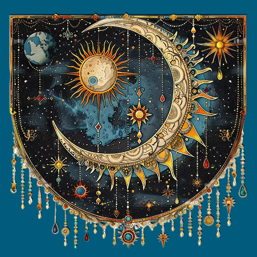 Celestial Tapestry Digital Art by Lena Owens - OLena Art Vibrant Palette Knife and Graphic Design