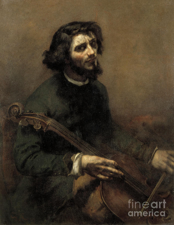 Cellist, 1847 Painting by Gustave Courbet