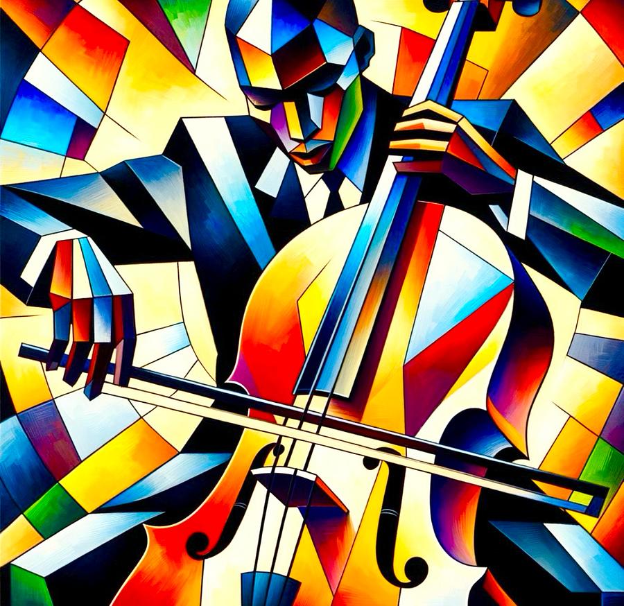 Cellist  Painting by Emeka Okoro