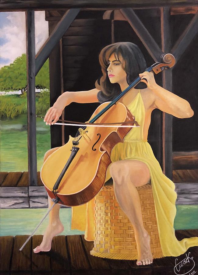 Cellist Painting By Emsad Kapic Fine Art America