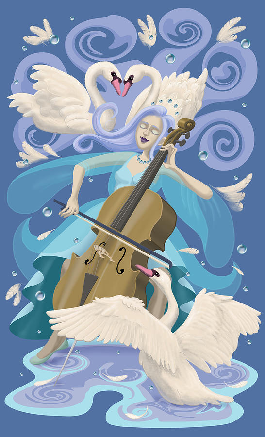 Swan Digital Art - Cellists Swan Song by Laura Janczewski