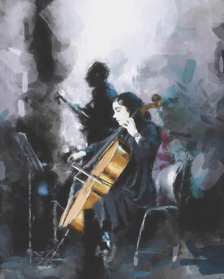 Cello and Guitar Painting by Gary Arnold