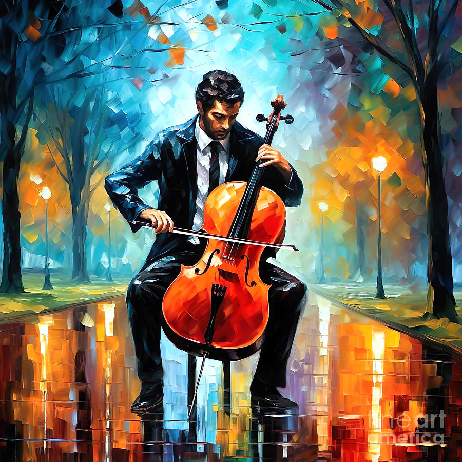 Nature Painting - Cello Player  by Mark Ashkenazi