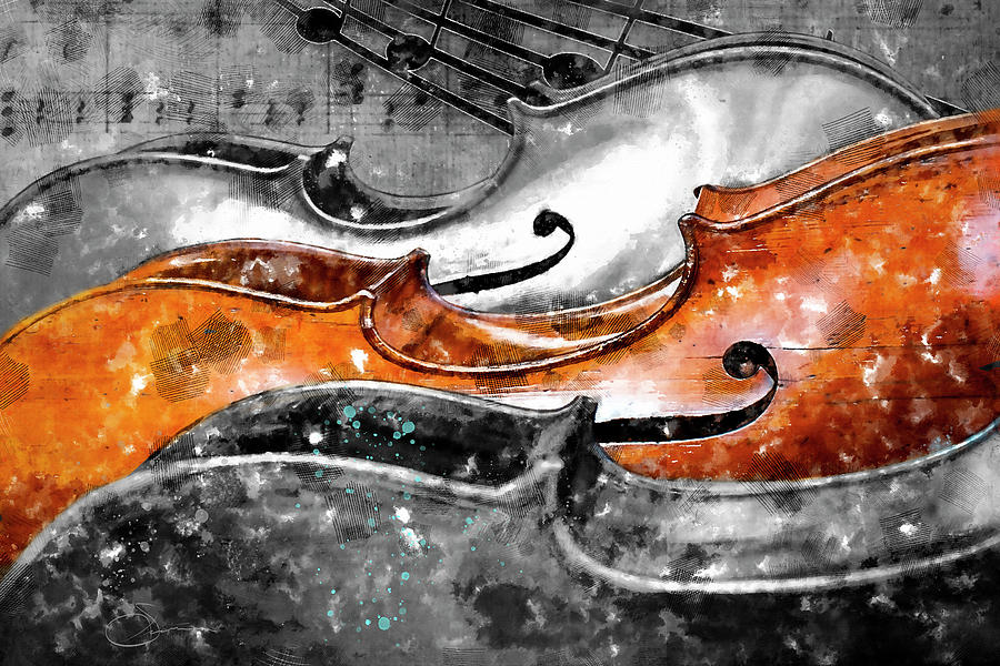Cellos Digital Art by Rob Smiths