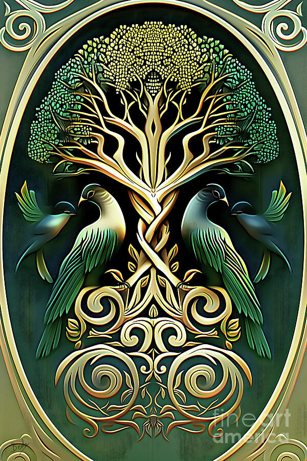 Bird Digital Art - Celtic Birds of Love 3 by Peter Awax