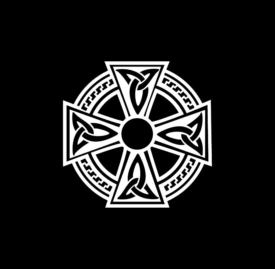 Celtic Cross In White On Black. Digital Art by Tom Hill - Fine Art America