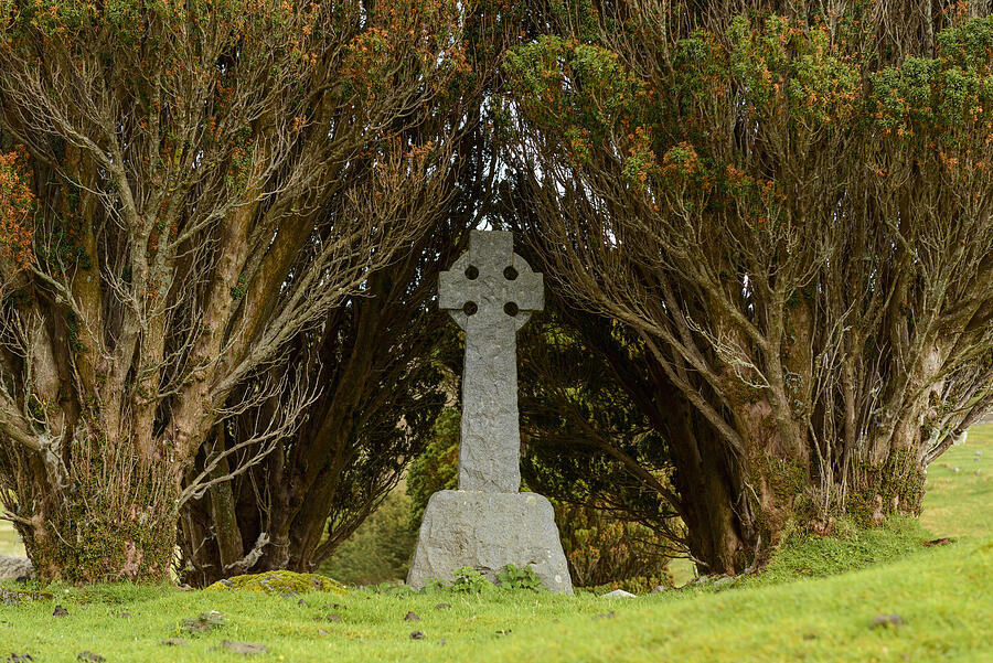 Celtic cross of an abandoned cemetery, Isle of Skye, Scotland, United Kingdom Photograph by Raimund Linke