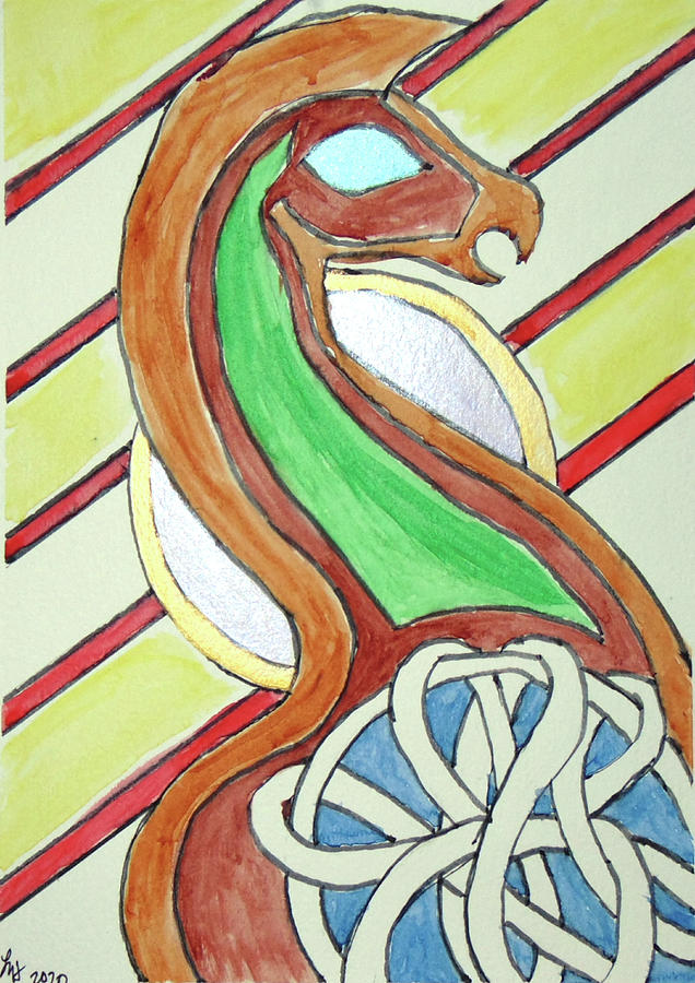 Celtic Dragon Painting by Loretta Nash